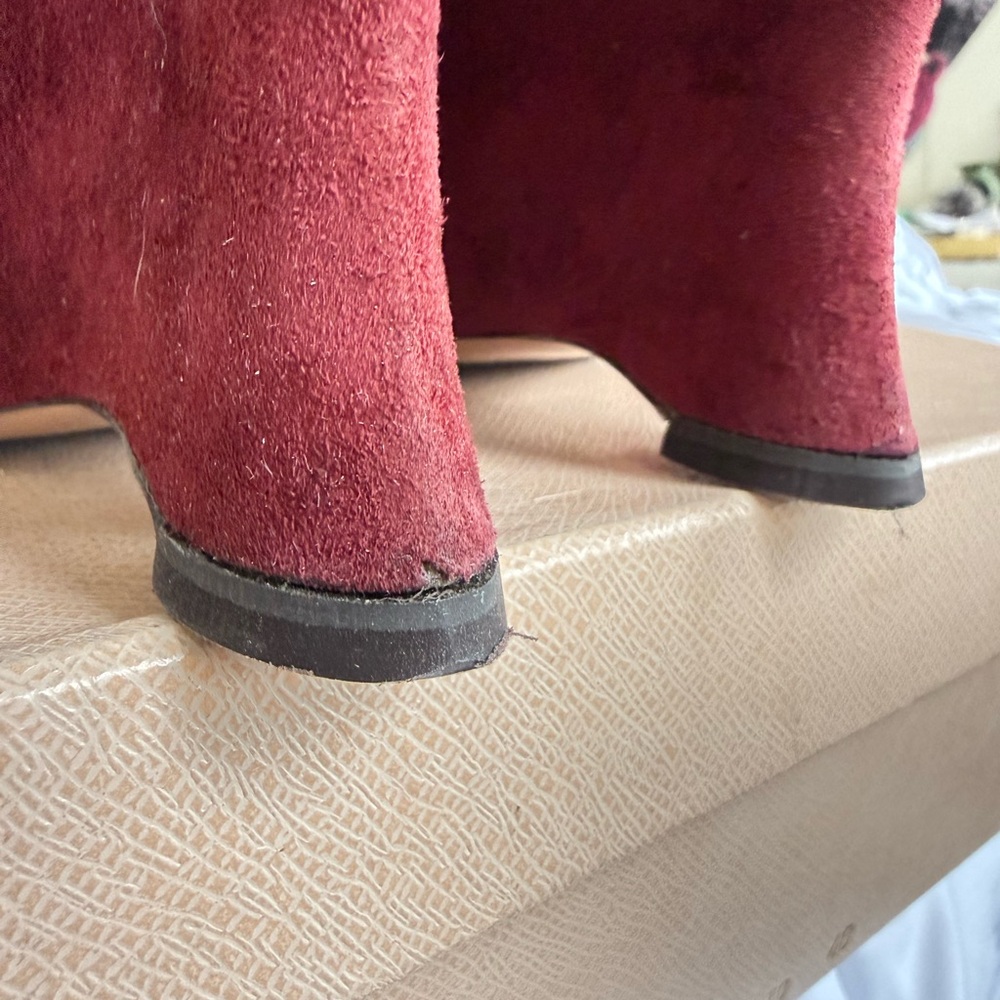 Prada Burgundy Suede Wedge Boots - Picture 12 of 15